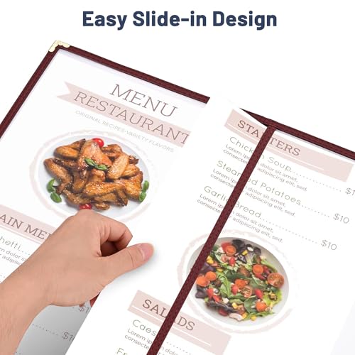WeChef 30 Pack 8.5" x 11" Restaurant Menu Covers 2 Pages 4 Views PVC
