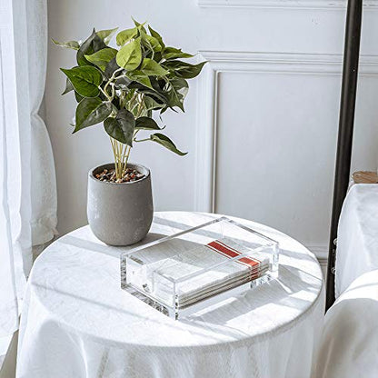 IEEK Acrylic Guest Towel Napkin Holder,Clear Bathroom Paper Hand Towels Storage Tray Modern Buffet Napkin Caddy,Fancy Flat Napkin Holders For Kitchen or Dining Room,9x5.5x2.5 Inch,Pack of 1 - size: 9x5.5x2.5 Inch Guest Towel Napkin Holder