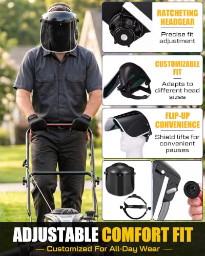 Copkim 3 Pack Face Shield Grinding Cutting, Black Visor, PET Black - color: Pet Black, size: 1 Count (Pack of 3)