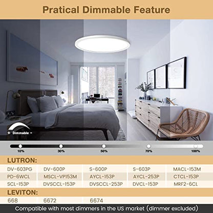 6-Pack 3200LM 12Inch LED Ceiling Lights Flush Mount, Dimmable Ceiling Light Fixtures, 3000K 4500K 6000K CCT, 24W Super Slim Low Profile Modern Ceiling Light for Bedroom Bathroom Hallway Kitchen, White - color: White, size: 6 Packs