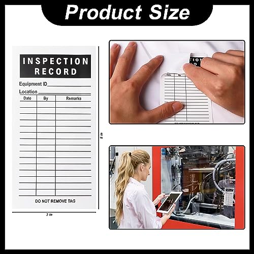 Lionshop Adhesive Inspection Record Labels, Inventory Shipping Pallet Stickers, Safety Inspection Tag for Accident Prevention, Equipment, Maintenance, Quality Control, Black, 5"x 3", Pack of 500 - size: 500PACK