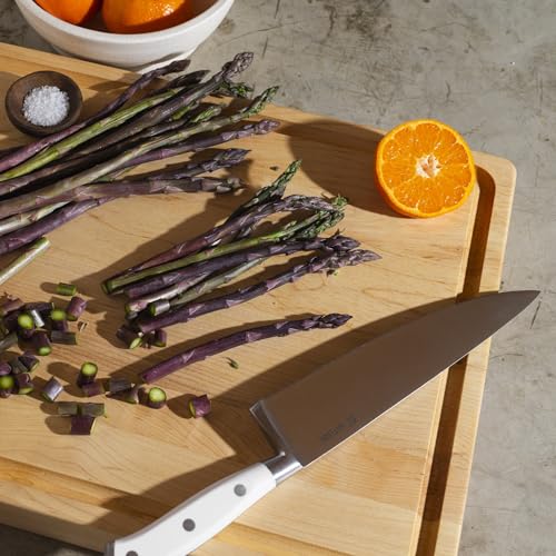 Yatoshi Knives Yatoshi Magnetic Kitchen Knife Block Set 6 Pcs White - Pro Kitchen Knife Set Ultra Sharp High Carbon Steel - color: White, size: 6-Piece