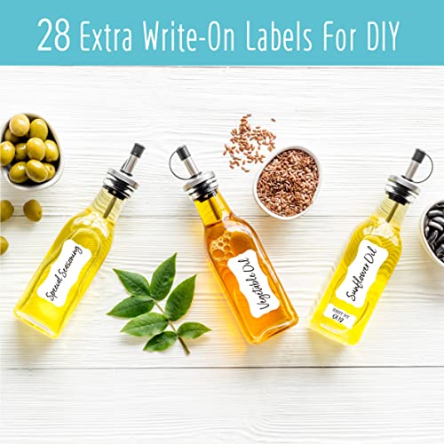 Hebayy 308 Pantry Food Labels, 280 Preprinted Flour Pasta Lentil Grain Condiment Oil Stickers, 28 Blank Ones, Waterproof Oil&Tear Resistant, No Residue for Kitchen Containers Jars(White on Black) - style: Style 4