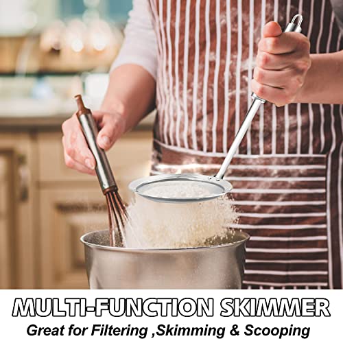 Anaeat 4.7" Stainless Steel Fat Skimmer Spoon - Professional Kitchen Fine Mesh Food Strainer and Hot Pot Skimmer with Long Handle for Skimming, Cooking, Frying, Grease, Gravy and Foam - color: 4.7" Fine Mesh Skimmer