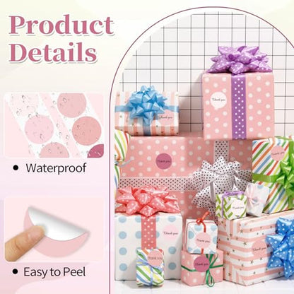 1.5 inch Round Thermal Label,Pink Thermal Sticker Labels,Direct Thermal Printer Label for DIY Logo Design,Thanks Card,500 Labels/1 Roll - color: Pink Gradient, size: 1.5 inch