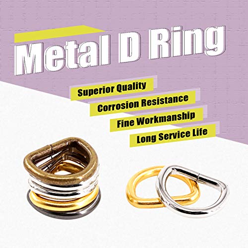 Swpeet 60Pcs Heavy Duty 1 Inch / 25mm Metal D Ring, Webbing Belts Buckle Metal Rings for for Belt Bags DIY Accessories Keychains Belts and Dog Leash - Sliver, Bronze, Gold, Gun-Black (Metal D Ring) - style: Metal D Ring
