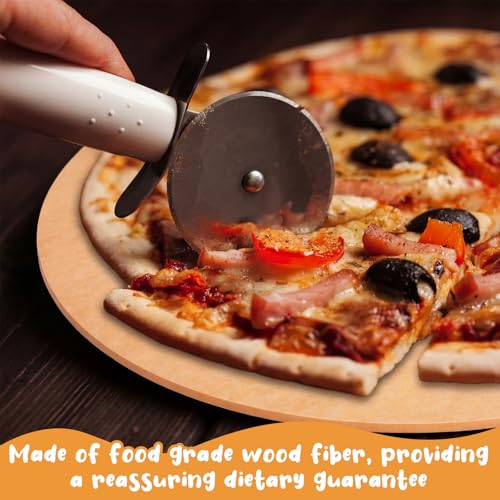 Lounsweer 22" × 18" Round Pizza Board with Handle, Wood Fiber Pizza Peel, Non-slip Cutting & Serving Board, Heavy Duty Wooden Serving Tray for Baking, Charcuterie & Kitchen Use - size: 18 Inches