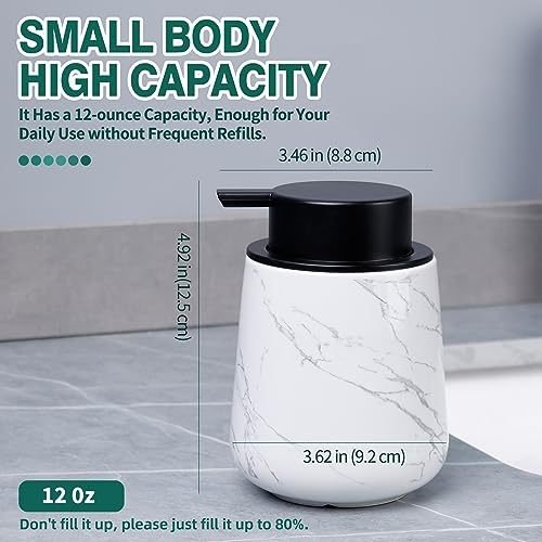 BosilunLife Ceramic Soap Dispenser - Dish Soap Dispenser for Bathroom 12Oz - color: Marble
