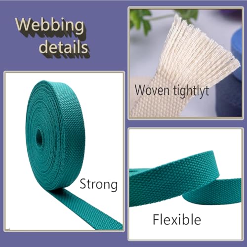 1 Inch Heavy Cotton Webbing 10 Yard Webbing Straps for Bags Handles,Tote Bag Webbing，Cloth Belt,Making Outdoor Supplies - color: Peacock Blue
