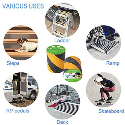 Yorwe Anti Slip Tape Stairs & Ramps, Traction Grip(6" x 190", Black/Yellow) - color: Black / Yellow, size: 6" Width x 190" Long