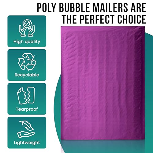 Levex - #000 4" x 8" [150 Pack] Purple Poly Bubble Mailers, Padded Envelope Mailers, Packing Envelope & Mailing Bags for Shipping - color: Purple, size: #000 - (4" x 8")