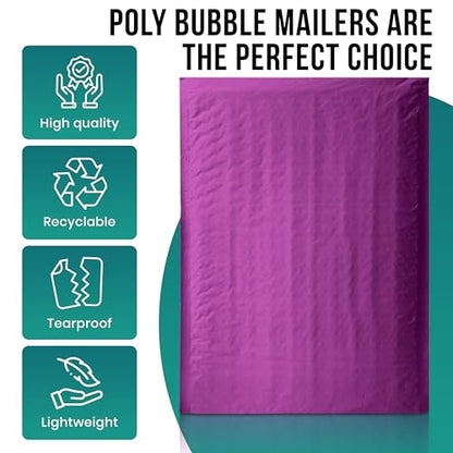 Levex - #000 4" x 8" [150 Pack] Purple Poly Bubble Mailers, Padded Envelope Mailers, Packing Envelope & Mailing Bags for Shipping - color: Purple, size: #000 - (4" x 8")