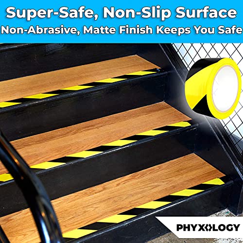 Single Roll Ultra-Adhesive Black & Yellow Hazard Tape for Floor Marking, High Visibility Striped PVC Vinyl, Durable Anti Scuff & Heavy Duty, Ideal for Safety Zones, Watch Your Step Areas in Workplaces