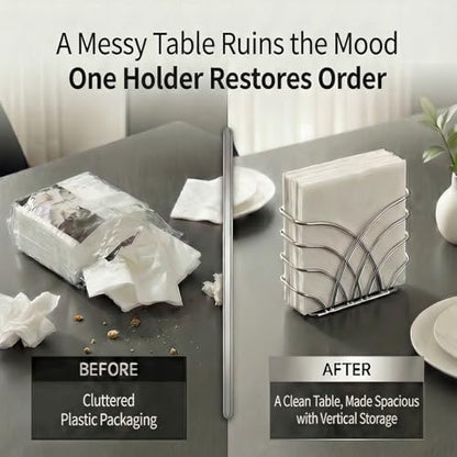 Napkin Holder for Table, Silver Iron Upright Paper Dispenser - color: Q - Luncheon Napkin Holder - Silver, size: Luncheon Napkin Holder