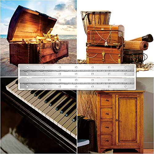 2PCS 14"x1.2" Sliver Piano Hinges for Cabinet, Heavy Duty Continuous & Sliver Stainless Steel 304 Long Hinge for Door DIY Wood Craft Box - size: 14"(Sliver,2PCS)
