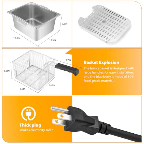 WaterElfo Deep Fryer Commercial Deep Fryers With Basket13Lx2 13.7Qt x 2 Thicken With Precise Temperature Control Timer Double Deep Fryer With 2 Baskets1800Wattsx2 120V Countertop Fryer Restaurant - size: 26L 3600W