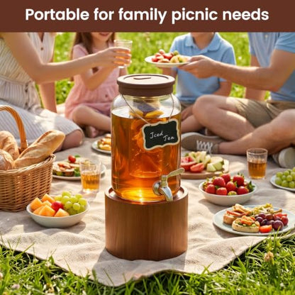1 Gallon Glass Drink Dispenser for Parties Beverage Dispenser