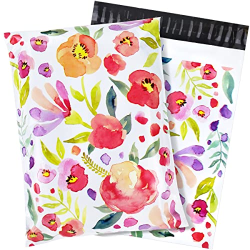 100 Pack Poly Mailers 10x13, Cute Packaging Envelope Mailers Polymailers Packaging for Small Business, Shipping Bags for Clothing Boutique Supplies with Self Seal Strip (Bright Flowers) - color: Bright Flowers
