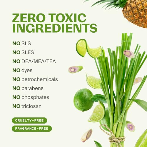 Fuwa3e Pineapple Enzyme Natural Floor Cleaner Lime & Lemongrass - 33.8oz 1 Pack (Makes 44 Gallons) - 99% Organic Mop Soap with Fermented Pineapple Peels - Multi Surface Non Toxic Floor Cleaner