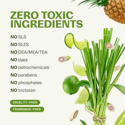 Fuwa3e Pineapple Enzyme Natural Floor Cleaner Lime & Lemongrass - 33.8oz 1 Pack (Makes 44 Gallons) - 99% Organic Mop Soap with Fermented Pineapple Peels - Multi Surface Non Toxic Floor Cleaner