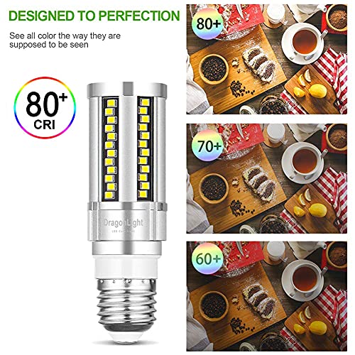 DragonLight 15W Super Bright Corn LED Light Bulbs Fanless(150 Watt Equivalent) - 3000K Warm White 1,800 Lumens E26 Base LED Lamp for Residential and Commercial Lighting, Pack of 4