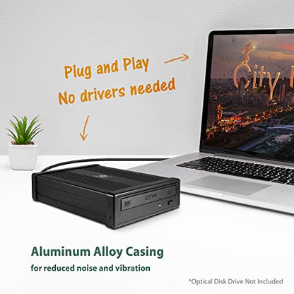 NexStar DX2 USB 3.0 External Enclosure, Design for 5.25" Blu-Ray/CD/DVD SATA Drive, 2nd Gen DX, Aluminum Alloy, fit Any Depth Optical Drive, TAA Compliant, USB Hot swappable (NST-540S3-BK)