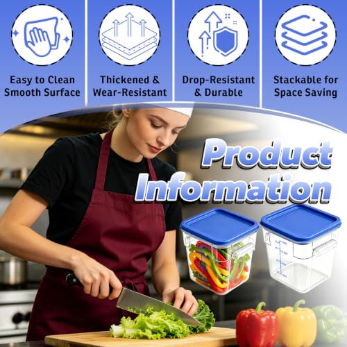 2 Pack 8QT Commercial Clear Food Storage Containers with Lid, NSF - color: Blue, size: 8Qt-2 Pack