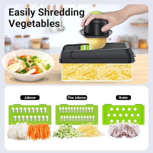 15-in-1 Vegetable Chopper with 10 Blades, Food Veggie Cutter, Green - color: Green, size: 10 Blades