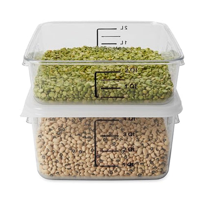 Rubbermaid Commercial Products, Space Saving Square Food Storage Container, 2 Quart, Clear, for Kitchen/Sous Vide/Meal Prep - size: 2 Qt., style: Container