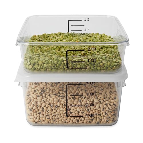 Rubbermaid Commercial Products, Space Saving Square Food Storage Container, 2 Quart, Clear, for Kitchen/Sous Vide/Meal Prep - size: 2 Qt., style: Container