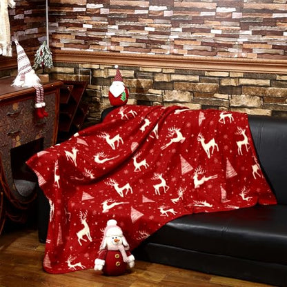 Preboun 24 Pack Bulk Christmas Fleece Throw Blankets, Deer - style: Deer
