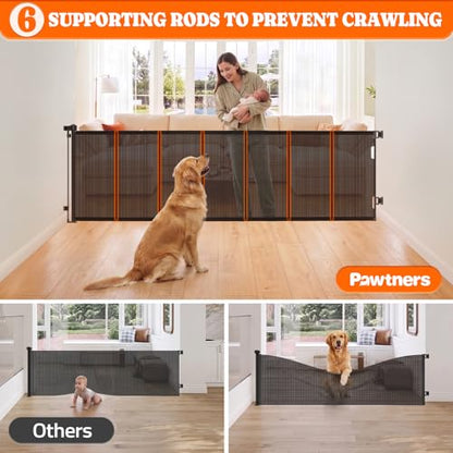 Pawtners Retractable Baby Gates, 34" Tall Extends to 80" Wide Dog Gate - size: 0-80" W x 34" H