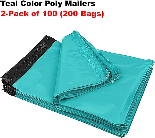 iMBAPrice Teal Poly Mailers 10x13 Inch 200 Pack (#4) I Self-Seal, Waterproof, Tear-Resistant Plastic, For Clothing & Small Business Packaging - color: Teal, size: 10" X 13"