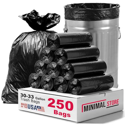 30-33 Gallon Trash Bags, 0.9MIL,250 Count, 32"x38" Black Garbage Bags, Bolsas de Basura, Durable & Puncture-Resistant, Heavy Duty Trash Can Liners,Made in USA for Commercial, Industrial - style: 33Gal-200 pcs-0.9
