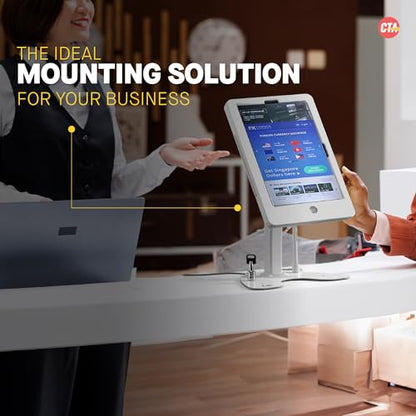 Dual Locking Stand – CTA Security Kiosk with Locking Case, Cable, Stylus, Tether, and 360-Degree Rotating Base for iPad Pro 10.5”, iPad Air 3, and Headphone Jack. (PAD-ASKTW) - White - color: White, size: iPad Air 3 Gen/ iPad Pro 10.5", style: Dual Securi