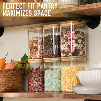 D2scrma 37oz/1.2Qt/1100ml Square Glass Storage Containers with Lids 6-Pack - size: 37oz*6