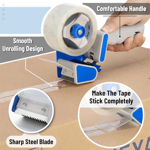 Mr. Pen- Packing Tape Dispenser Gun 2-Inch, Blue, 4 Pack with 4 Rolls Tape - color: Blue, size: 4 Pack