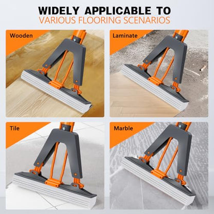 Masthome PVA Sponge Mop with 3 Replaceable Absorbent Heads - color: Orange