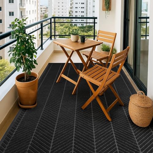 Front Door Mat Indoor Outdoor Entrance, 4' x 8' Heavy Duty Doormat Entryway - color: Black, size: 4' x 8' (Rectangular)