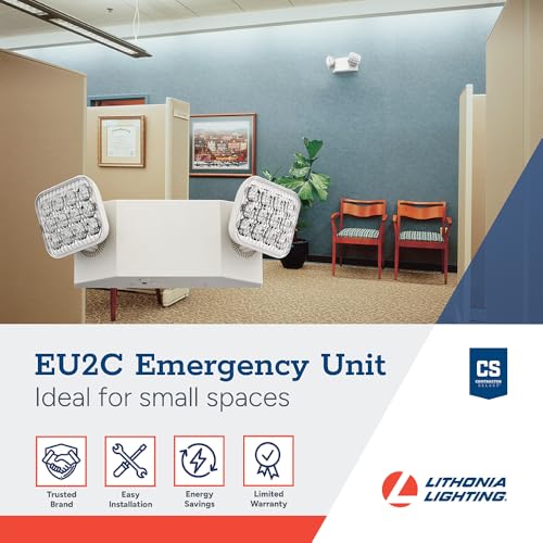 Lithonia Lighting Basics LED Emergency Light, Adjustable Heads 120/277V 2Pk - size: Generation 3 (White, 2-Pack), style: Square Lamp