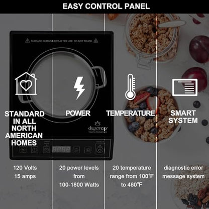 Duxtop 1800W Portable Induction Cooktop Countertop Burner, Black 9100MC - color: Black