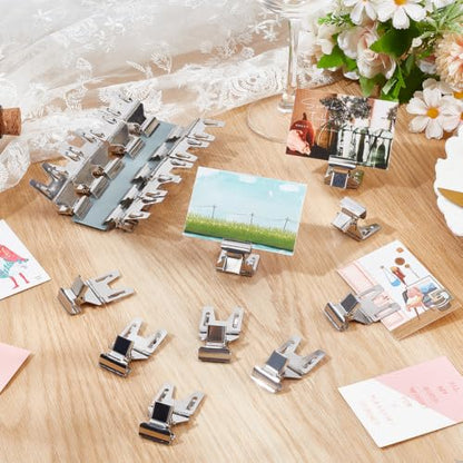 MAYJOYDIY 20 Pcs Platinum Pop Clip Sign Stand Holders Iron Sign Clips - color: Platinum