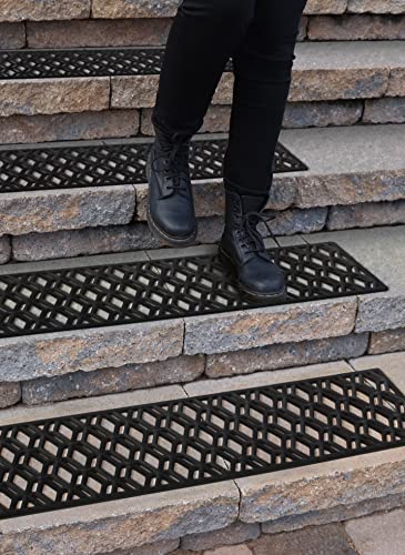 Rubber Stair Treads Non-Slip Outdoor 42”x10” (5-Pack) – Hexagon Anti-Slip Step Mat - size: 42" X 10", style: Hexagon