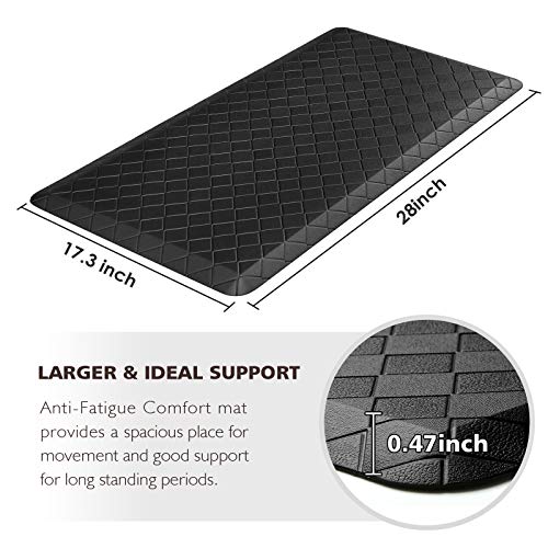 HappyTrends Kitchen Mats for Floor Cushioned Anti-Fatigue Kitchen Rugs - color: Black, size: 28"L x 17.3"W x 0.5"Th