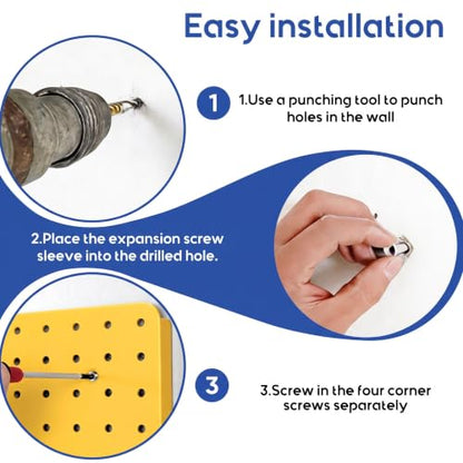 Pegboard Organizer Kit,4 Pack 14.76x10.82 in Metal Panels with 6 Bin,Yellow