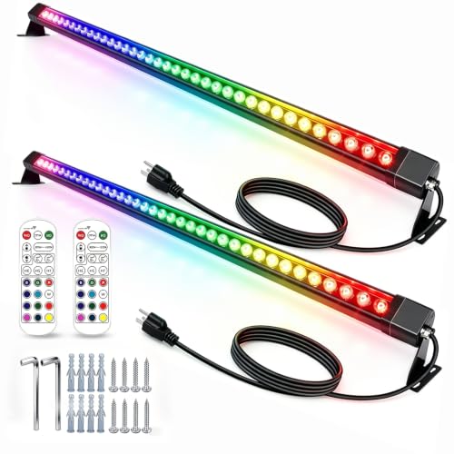 120V RGB Wall Washer Light Outdoor, Plug-in 4ft IP67, RF Remote - color: RGBW-2pack