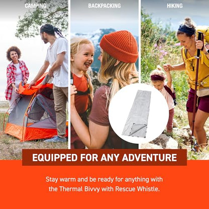 SOL Thermal Bivvy with Rescue Whistle, Silver, 80% Heat, 84" x 34"
