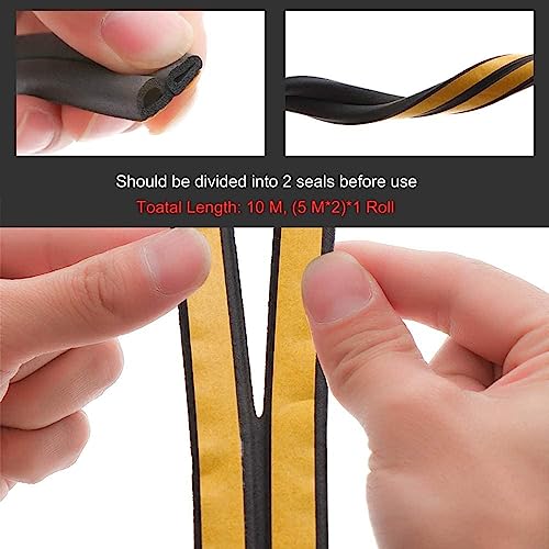 Weather Stripping Door Seal Strip, 65.6Ft Windows Insulation Tape, Black - color: Black, size: 65.6Ft