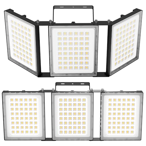 480W LED Outdoor Flood Light, 48000LM Super Bright Stadium Light, 6000K Daylight White, IP66 Waterproof 3 Heads Adjustable Outdoor Floodlights for Backyard, Patios, Street, Parking Lots (2 Pack) - size: 480 Watt 2 Pack