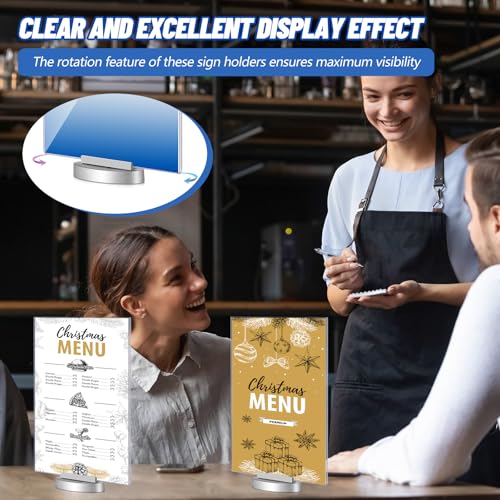 RattanView 6 Pcs Acrylic Rotating Sign Holder 8.5 x 12 x 2.5 Inches - size: 8.5 x 12 x 2.5 Inches